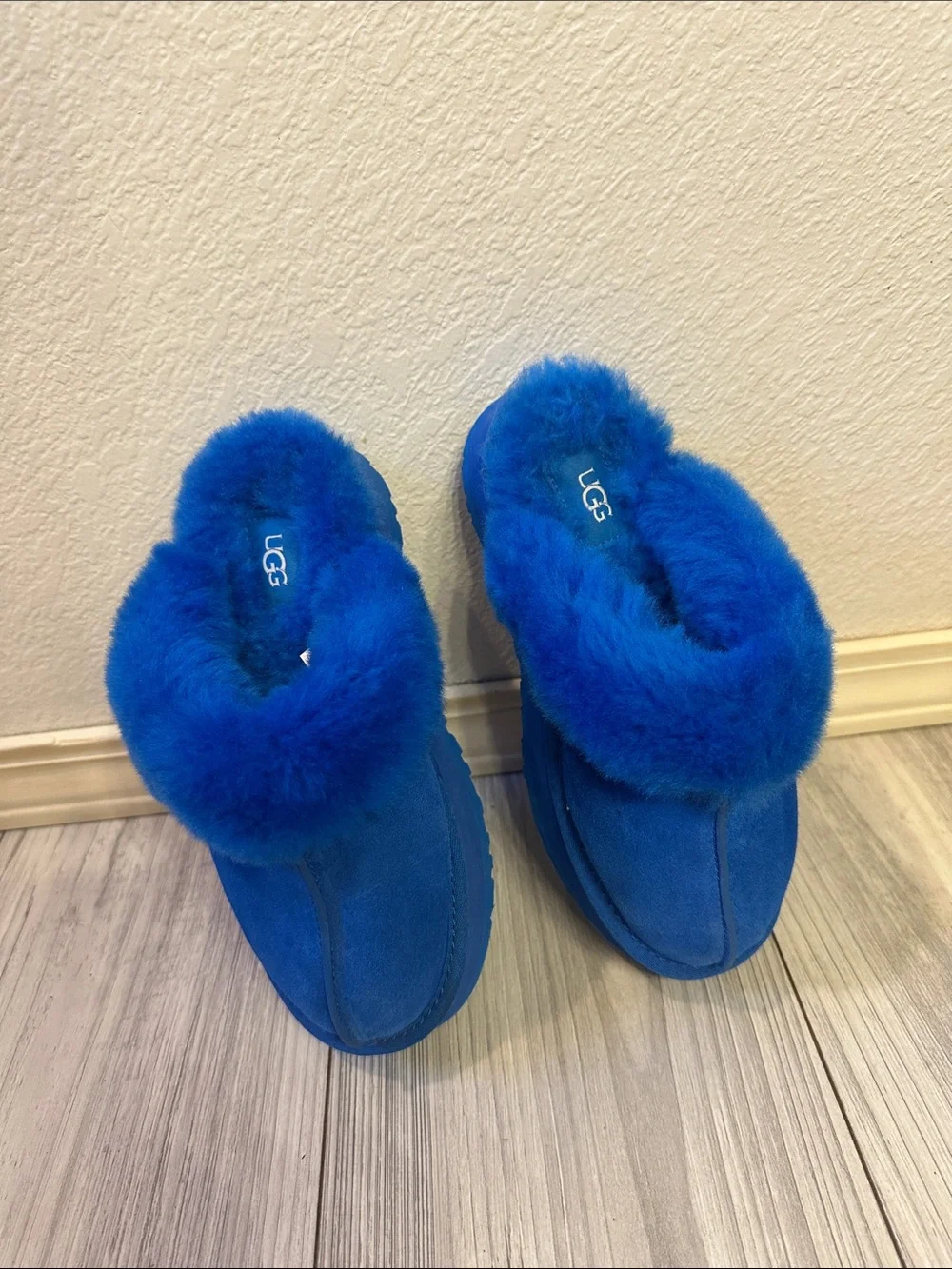 UGG Electric Blue Shearling Slip-On Mules - Picture 5 of 9